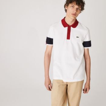 Lacoste Lacoste Made in France Regular Fit Organic Cotton Polo Shirt Pánské - Polo Bílé / Tmavě Blan